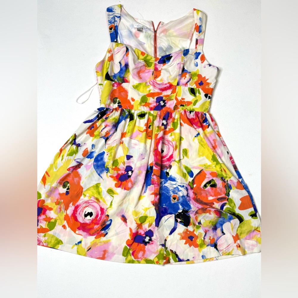 ALYX Vibrant Floral Floral Fit & Flare Dress - Multicolor Sleeveless Size 14